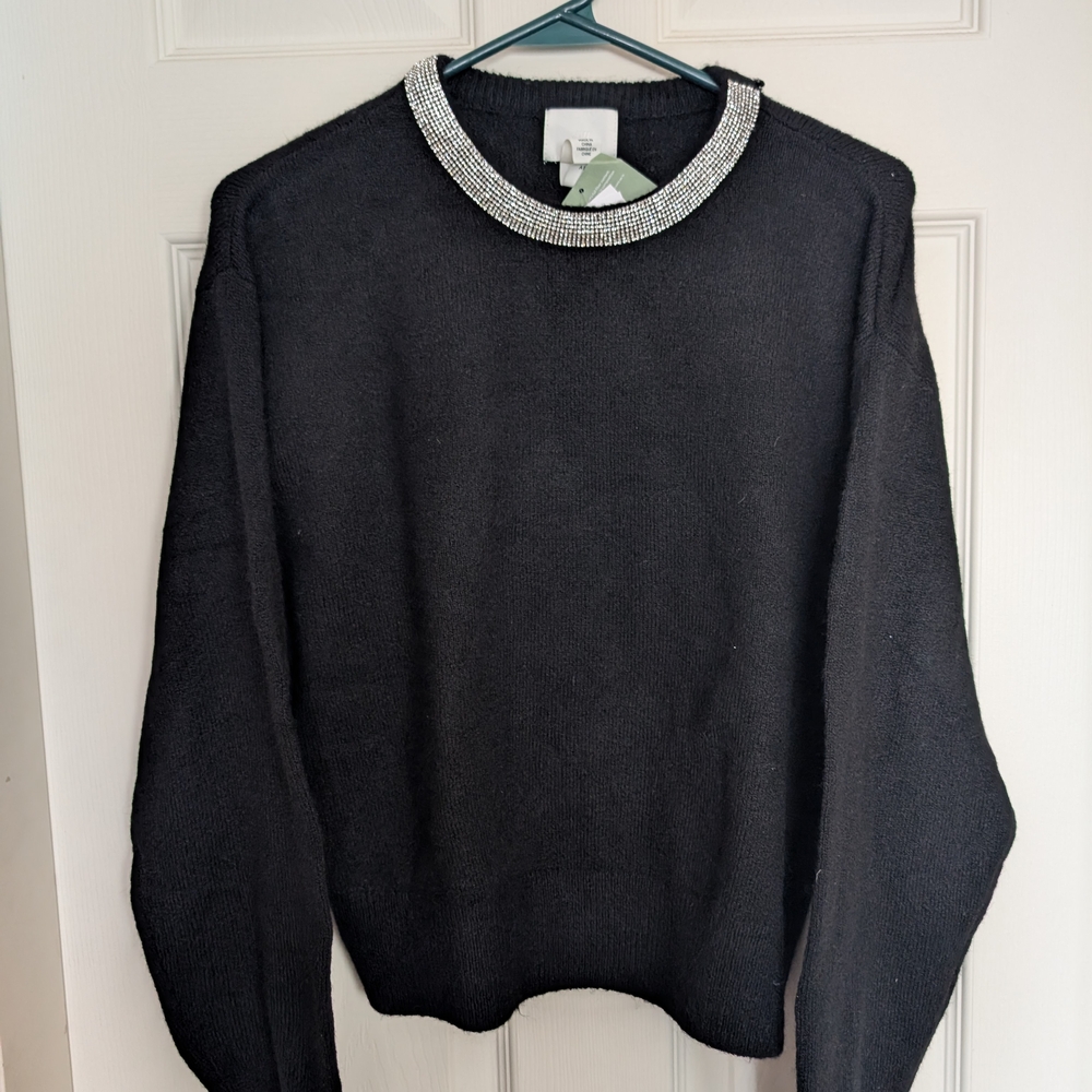 Black Sweater with Silver Accents